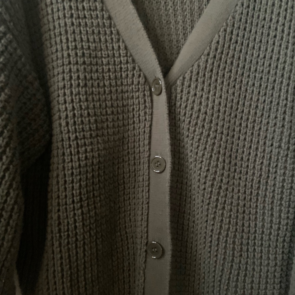 Oversized dark green knit cardigan - Medium - Picture 4 of 4